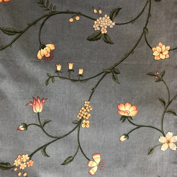 Vtg Custom Made Lined Valance Window Treatment Floral Print Blue Grn Pink Wht - Picture 2 of 2